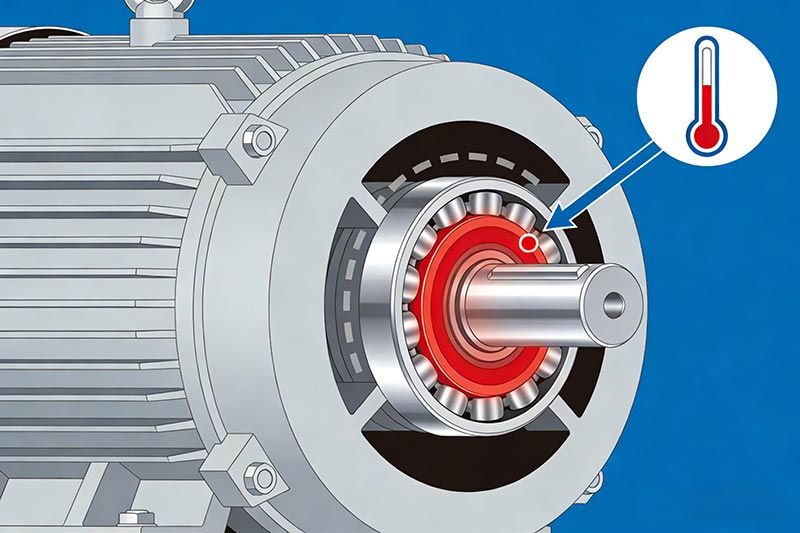 What's the first step in troubleshooting motor bearing overheating